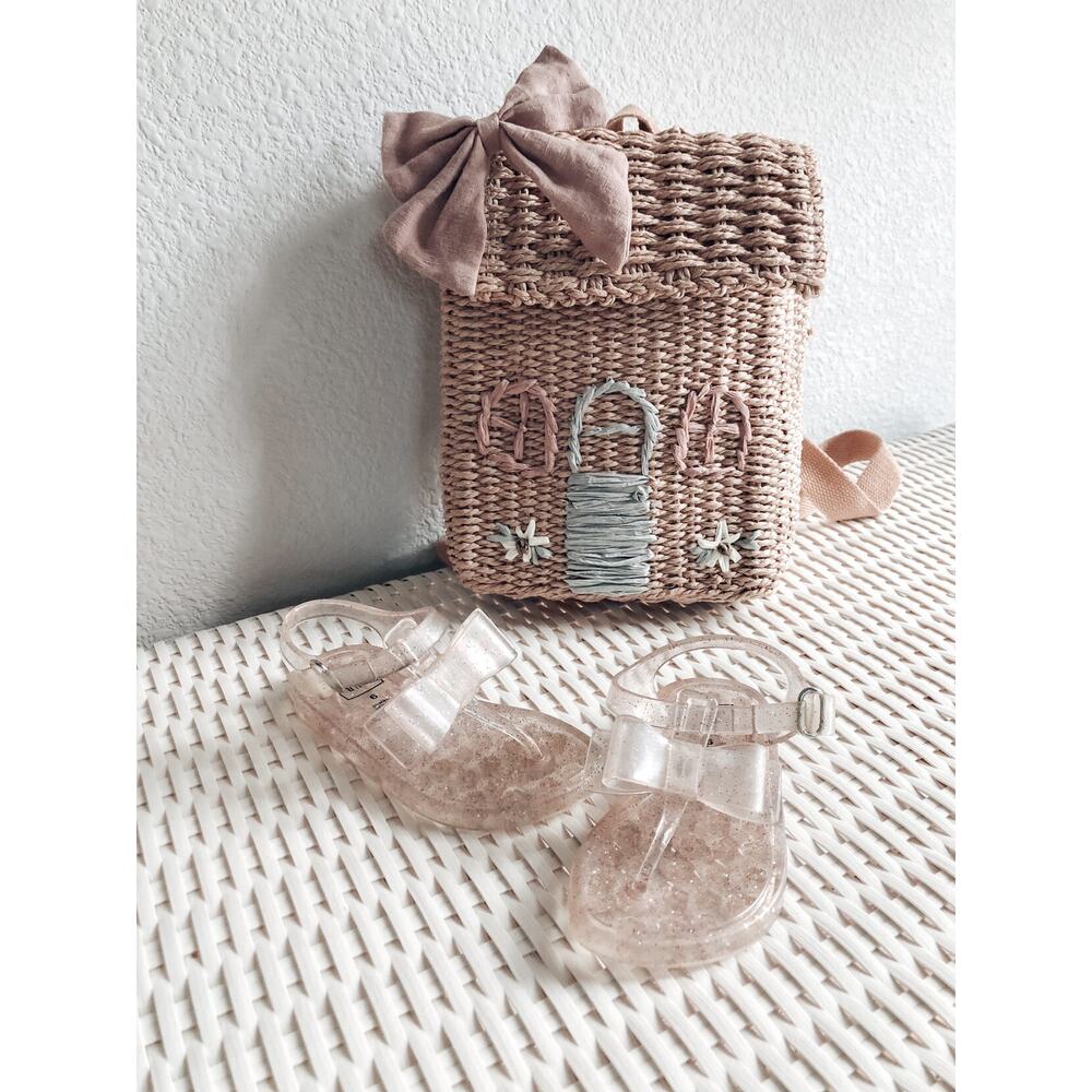 EUC Baby Gap Shimmery Clear Jelly Bow Front Sandals